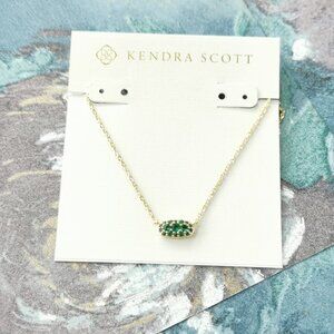 Kendra Scott Grayson Gold Green Crystal Necklace
